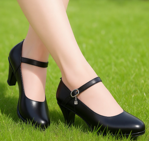 Zapatos de Trabajo Negros para Mujer, Cómodos, de Tacón Medio, Profesionales, para Caminar y Hacer Ejercicio - Product Image 2