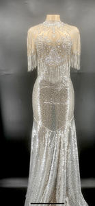 NOVANCE Y2172 primavera 2022 moda donna argento Glitter strass nappa abito da sposa abito da sposa sirena abito da ballo festa - Product Image 5