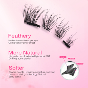 Kit de cils magnétiques 26 mm de largeur, courbure C, longueur 6-10 mm, réutilisables, <span class=keywords><strong>faux</strong></span> cils 3D en vison naturel avec étui miroir et applicateur - Product Image 5