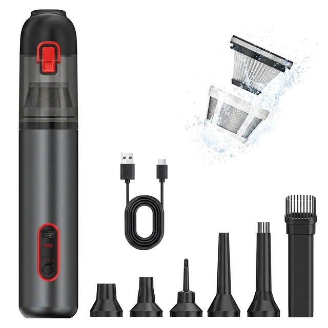 Car Cordless Vacuum Cleaner Lightweight Hand Held High Suction Portable Rechargeable Large Battery Capacity HEPA Filter