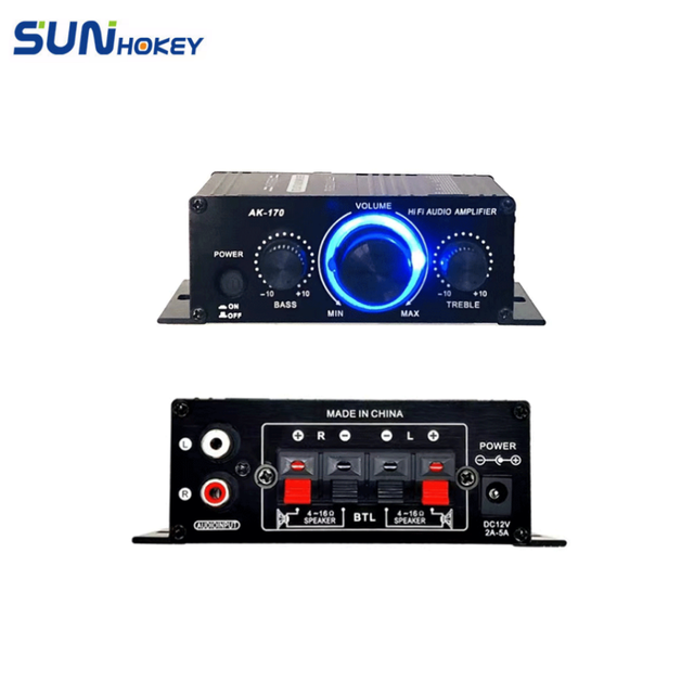 200W X2 HIFI Digital Power Amplifier Blue Light Stereo Audio Amp for Home Theater Party Car Use