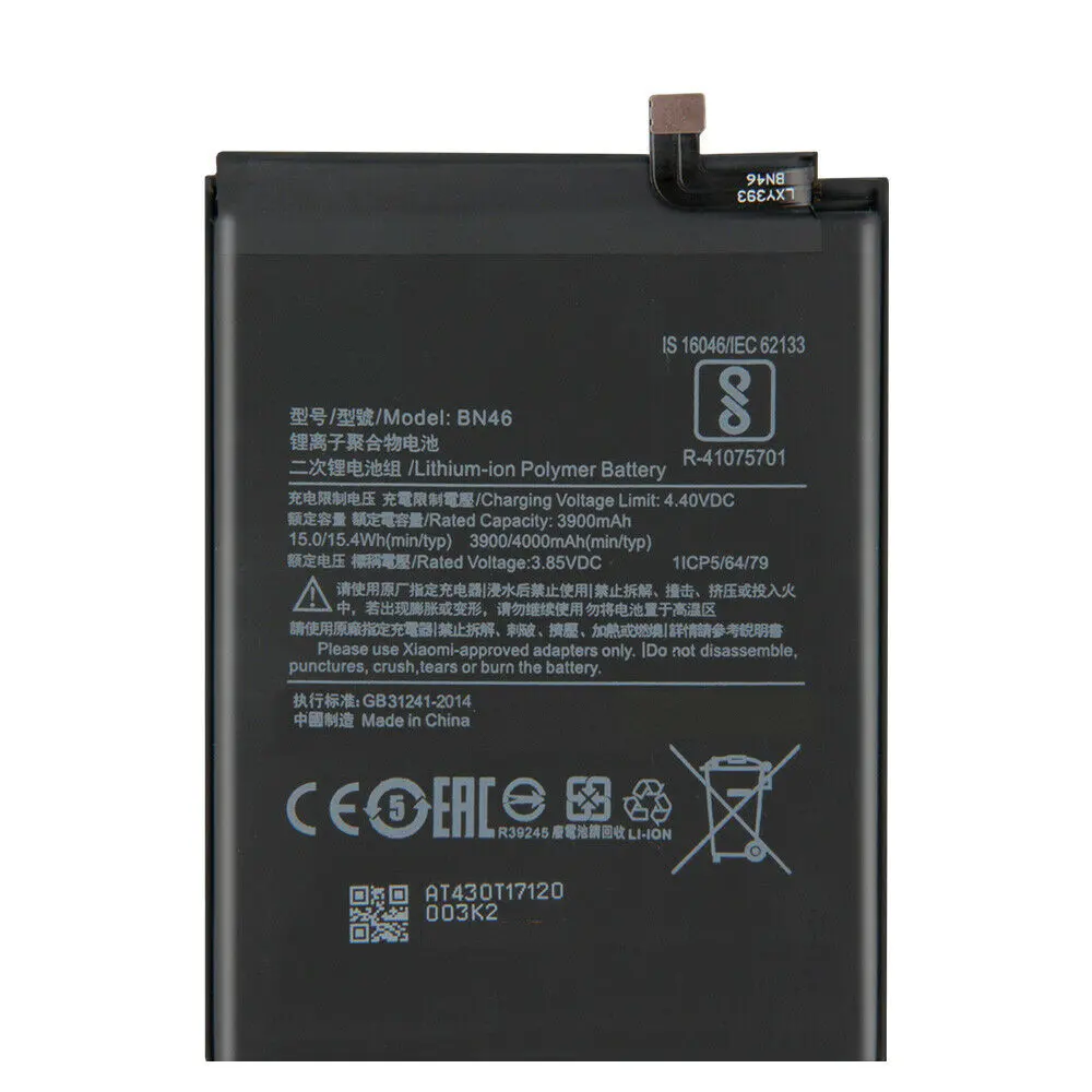 3.85v 4000mAh BN46 battery For Xiaomi Redmi7 redmi Note 6 Note 8 cell Phone Replacement Batteries