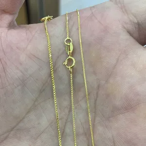 Pure Au750 Gold Box Chain Necklace Real 18K Gold Clavicle Chain DIY Jewelry Accessories Bulk Sale Promotion Women Ladies Gift