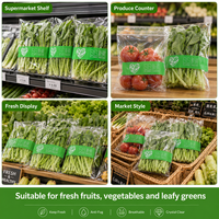 Transparante BOPP anti-condens zelfklevende verpakkingen voor verse groenten, fruit, sla en salade met aangepaste logo's.