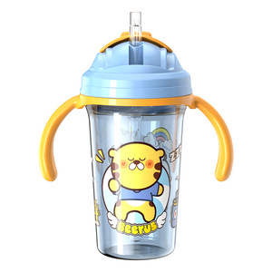Taza de agua para niños, taza de agua <span class=keywords><strong>antigoteo</strong></span> con tapa y mango, taza de agua potable anticaída y anticaída con aislamiento térmico - Product Image 6