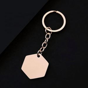 Personnalisation sur mesure, gravure au laser, impression de logo, porte-clés en acier inoxydable, matériau hexagonal vierge, porte-clés en métal - Product Image 4