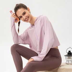 Rash Guard UPF 50 + chemise à capuche <span class=keywords><strong>de</strong></span> protection solaire pour femmes avec poches <span class=keywords><strong>randonnée</strong></span> vestes d'extérieur vêtements <span class=keywords><strong>de</strong></span> protection solaire d'été - Product Image 5