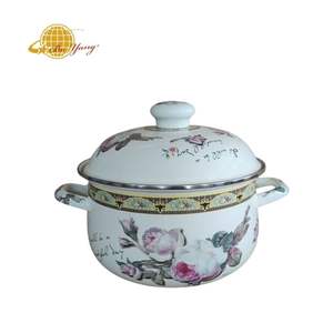 Boyang Pot <span class=keywords><strong>de</strong></span> ragoût <span class=keywords><strong>de</strong></span> <span class=keywords><strong>dinde</strong></span> en émail avec Pot <span class=keywords><strong>de</strong></span> soupe à deux oreilles couvercle en émail <span class=keywords><strong>de</strong></span> fleur différente - Product Image 4