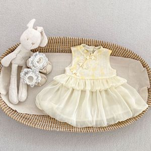 Kız Kardeşler Yazlık Yeni Bebek Kız Kolsuz Tulum Çin Tarzı Çocuk Prenses Elbisesi Tatlı Çocuk Kıyafetleri - Product Image 6