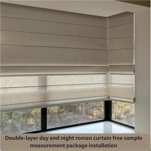 Stores romains jour et nuit à double couche - Levage électrique sans perçage, occultant en lin pour salon, balcon et <span class=keywords><strong>baie</strong></span> <span class=keywords><strong>vitrée</strong></span> de chambre à coucher - Product Image 5