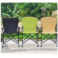 Chaise de pêche portable pour le voyage en plein air avec accoudoirs, sac de rangement, porte-gobelet, chaises pliantes de camping