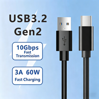 Kabel USB Tipe-C 10Gbps Transfer Data USB3.1 Kecepatan Tinggi Pengisian Daya 3A Konduktor Tembaga Murni PVC Kamera Ponsel Mobil