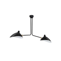 Style nordique Serge Mouille 2 bras lustre lampe plafonnier de taille moyenne avec 2 têtes
