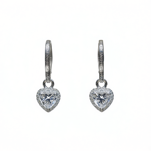 Orecchini Pendenti Miaofeng con Cuore in Cristallo e Oro Bianco, Argento 925 Placcato Rodio, Gioielli da Sposa per Donne - Product Image 1