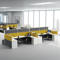 Bureau moderne pour 4 personnes Poste de travail convertible Table de bureau assise-debout modulaire avec assemblage facile et cloison