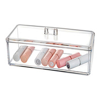Boîte de rangement de bureau rectangulaire transparente en acrylique empilable avec compartiments, organisateur de bureau anti-poussière pour bijoux et papeterie