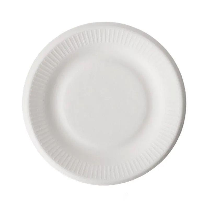 SKU-01Assiette en bagasse blanche