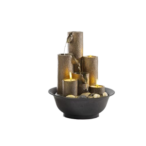 Fuente de Mesa en Cascada de 11 Pulgadas de Alto, Diseño Moderno, Fuente de Interior con Cascada y Vela - Product Image 2