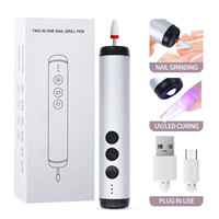 Stylo perceuse à ongles 2-en-1 avec lampe UV, mini polisseuse à ongles, outils de manucure et pédicure pour le ponçage, le polissage et le nail art