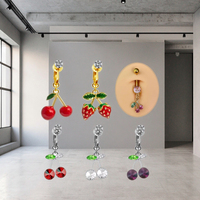 Clip sur nombril anneau faux nombril Piercing bijoux cerise ventre Piercing Non Piercing corps bijoux pour femmes