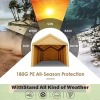 3x6 m Tente Garage Premium Carport Pasture Tent 180 g PE Tarpaulin Cadre tout métal et toit en style Peak avec Sid amovible