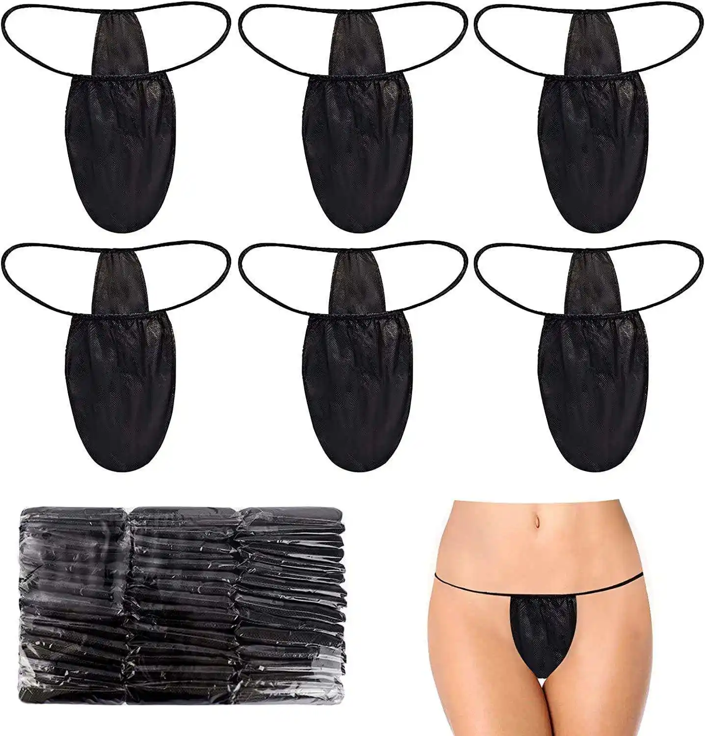 Adult black pants disposable spray tan panties g string thongs panties underwear for women spray tanning
