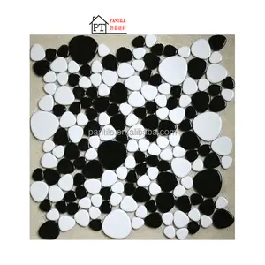 Azulejo de mosaico cerâmico preto penny, azulejo de mosaico redondo de boa qualidade para decoração de paredes e pisos