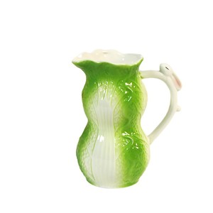 Pot à lait en céramique Creative Relief Cabbage avec poignée lapin mignon, cadeau original, carafe à crème - Product Image 1
