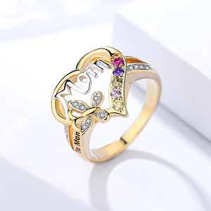 Mothers Day Gift Mom Hollow Out Design Heart Butterfly Crystal <strong>Ring</strong> Women <strong>Mum</strong> Love Jewelry - Product Image 6