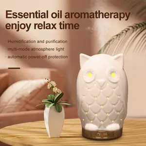 Accept Customized Factory Price Luxury Owl Ceramic Hollow Essential Oil Aromatherapy Humidifier Machine Scent Aroma Diffuser