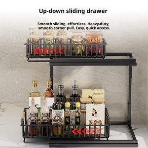 רב תכליתיים כפול שכפול ארון מטבח, תחת כיור מדף אחסון תיבול לבית - Product Image 3