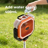 Ventilateur de refroidissement à eau et à air, 4 vitesses, télécommande, portable, 20000 mAh, ventilateur de table pour le camping, batterie externe, ventilateur de camping rechargeable pour l'extérieur