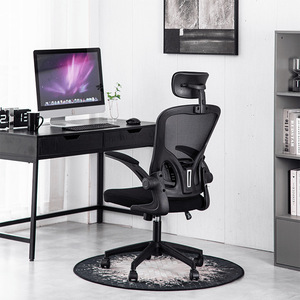 Chaise de bureau ergonomique pivotante en maille avec accoudoirs et appui-tête réglables pour usage domestique ou au bureau, hauteur du dossier 63,5 cm - Product Image 1