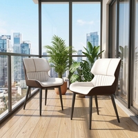 Chaise de salle à manger nordique moderne à dossier haut avec structure en fer et revêtement en similicuir pour cuisine, maison et hôtel - Conception stable et durable