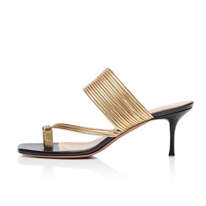 Thingjia-sandales à talons hauts dorés pour femmes, chaussures d'été élégantes, tongs à la mode, grande taille, collection <span class=keywords><strong>2020</strong></span> - Product Image 1