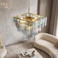Lustre en verre de style français, corps doré LED, éclairage vintage luxueux et opulent pour villas, salons, salles à manger