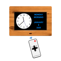 Pro 7 "Jam infeksi Digital untuk orang tua, jam tangan kayu dengan kalender Digital, alarm kustom, pengingat medis DST otomatis untuk lansia