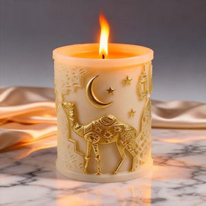Camel Star Moon Relief Cylindrical Scented <b>Candle</b> <b>Mold</b> For Ramadan DIY <b>Candle</b> Making High Temperature Resistant - Product Image 1