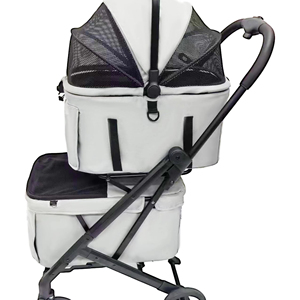 Lüks 4 tekerlekler orta arabası iki köpek veya kediler için bir el katlanır arabası ayrılabilir iki sepet <span class=keywords><strong>Pet</strong></span> ikiz alüminyum arabası - Product Image 1