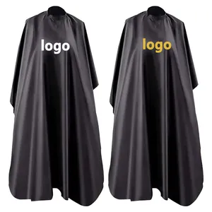 Wholesale Waterproof Haircut Logo Barber Hairdressing Black Aprons Gown Custom Salon Cape