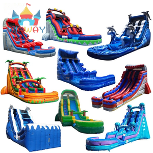 Château gonflable commercial pas cher avec toboggan aquatique et toboggan sec pour la location - Product Image 3