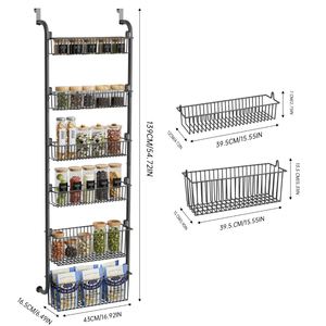 bedroom cabinet <strong>cupboard</strong> 5 shelf 6 layer slim white behind the <strong>door</strong> over <strong>door</strong> organizer storage <strong>rack</strong> for toys stuffies bag - Product Image 5