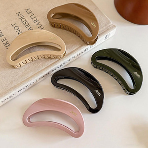 <span class=keywords><strong>Pinzas</strong></span> de Pelo Grandes y Gruesas de Color Sólido con Diseño Simple y Logotipo Personalizado, <span class=keywords><strong>Pinzas</strong></span> de Pelo de Plástico con Forma de Luna Creciente, Accesorios para el Cabello - Product Image 2