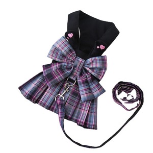 <b>Pet</b> <b>Harness</b> With Plaid Skirt And Bow For Small Medium Dogs Cats Adjustable Comfortable Durable Chest Strap Walking Clothes - Product Image 5