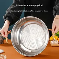Marmite à soupe en acier inoxydable 316, style bassin, base antiadhésive à écailles de poisson, modèle épaissi pour fondue, couvercle en verre, compatible cuisinière à induction