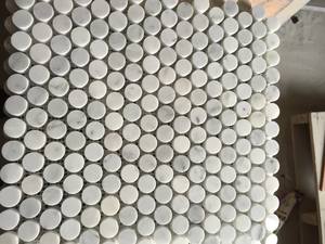 מודרני <span class=keywords><strong>1</strong></span>/2/3 גודל שבב אינץ 'מושחץ ביאנקו משיש פסיפס לבן עגול 4 מ "מ קיר מלאי בית מלון - Product Image 3