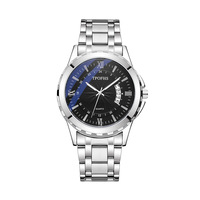 Montre à quartz pour homme TPOFHS style Xiaohongshu, décontractée, anti-lumière bleue, avec calendrier, bracelet en acier inoxydable, affichage à aiguilles, 43 mm