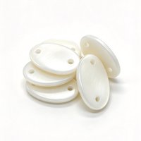 Boutons ovales à deux trous en coquille de rivière blanche, boutons plats à deux trous pour la décoration de vêtements