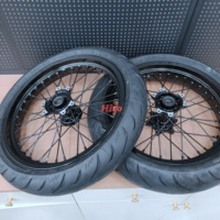Juego de Ruedas Ultra Bee Supermoto, Juego Completo de Neumáticos de Calle, Neumáticos Lisos para Carretera, Ruedas Supermoto de 17 Pulgadas, 100/80-17 130/70-17