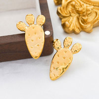 Vente en gros de bijoux de luxe de haute qualité en acier inoxydable 316L plaqué or 14k 18k PVD, mode, cactus, plante, coquille, pour femmes